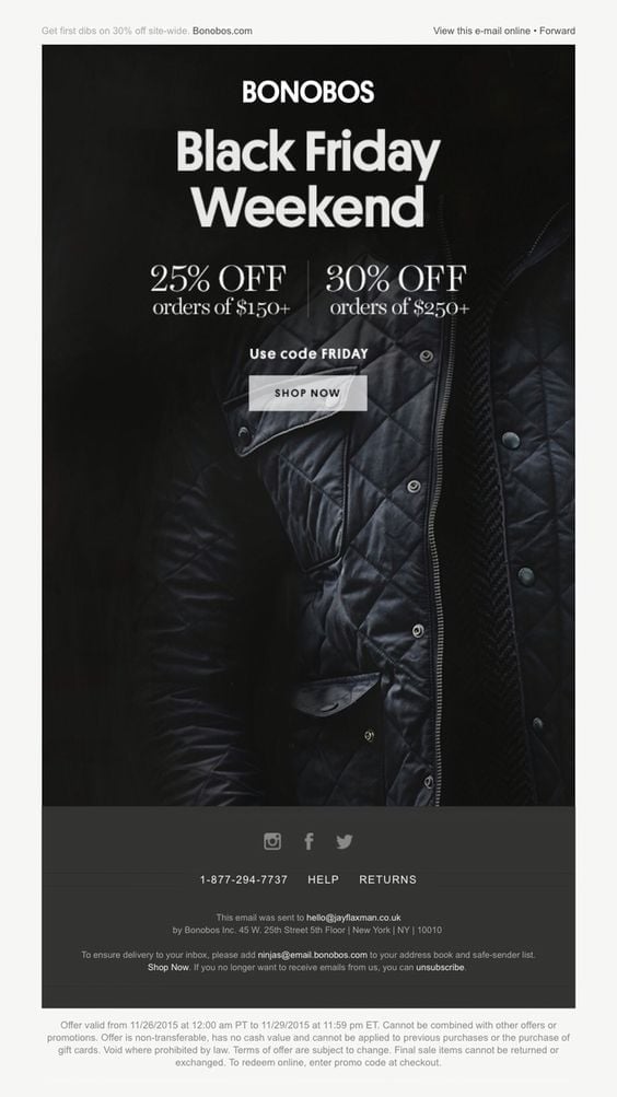 Bonobos Black Friday Example