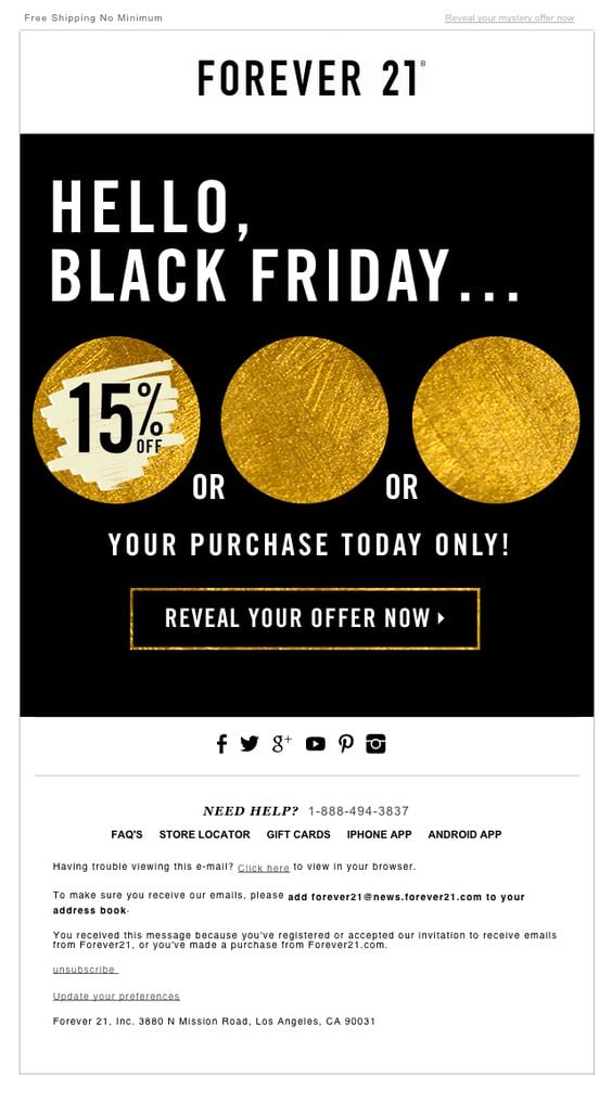 Forever 21 Black Friday Example