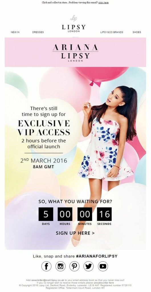 Lipsy Countdown Timer