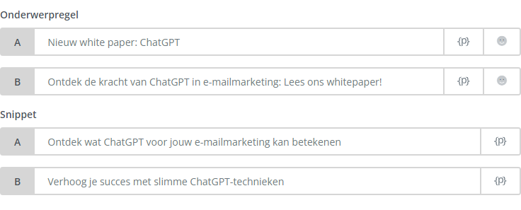 Onderwerpregels en snippets