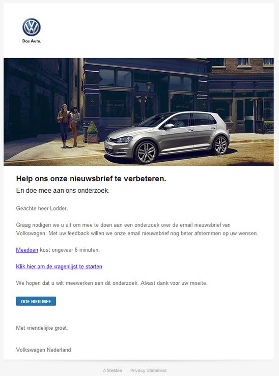 online survey volkswagen