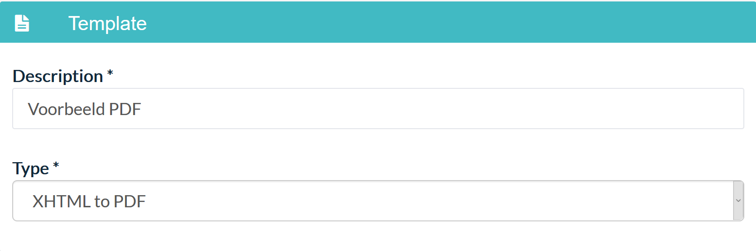 Om een PDF template aan te maken, kies je XHTML to PDF