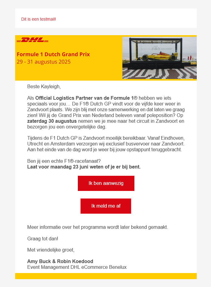 De event uitnodiging van DHL