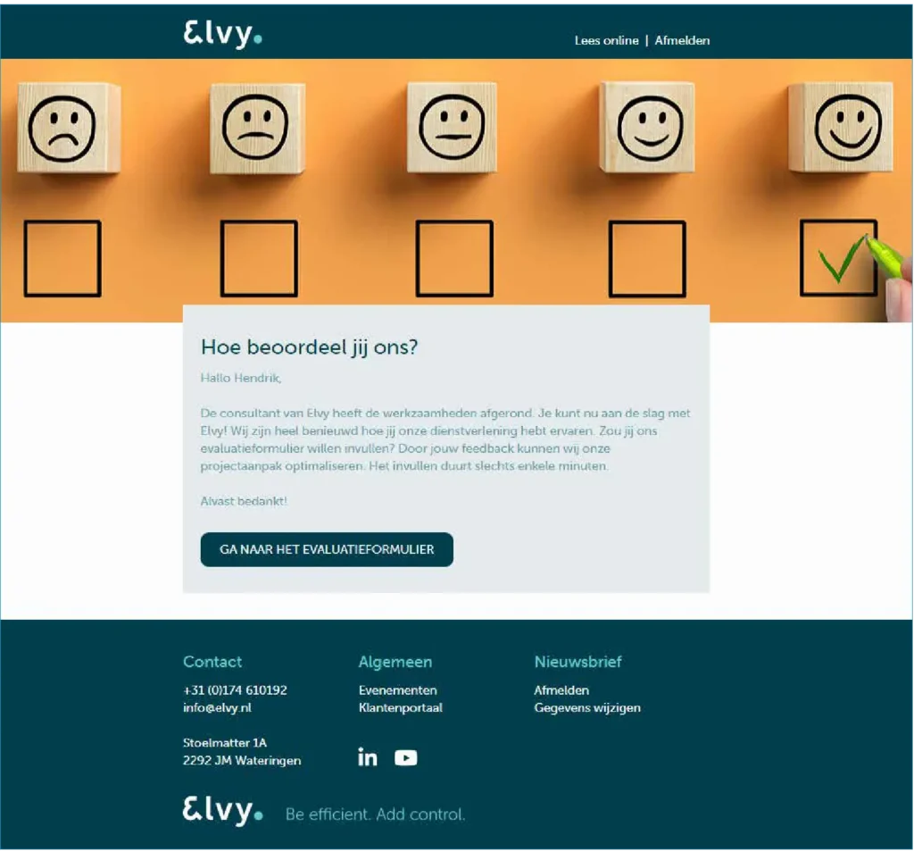 Voorbeeldmail van Elvy