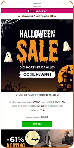 Full view of the Halloween email by Fotocadeau
