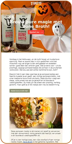 Full view of the Halloween email by Grutto