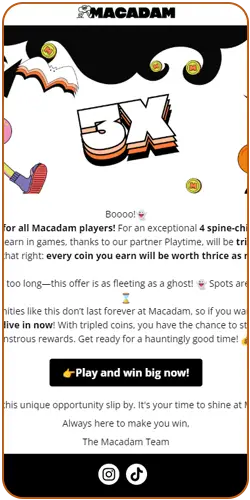 Full view of the Halloween email by Macadam