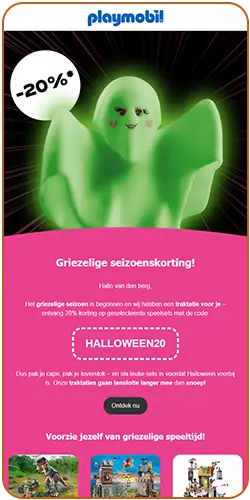 Full view of the Halloween email by Playmobil