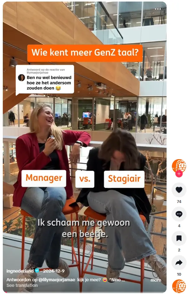 Wie kent meer GenZ taal? een TikTok post van ING