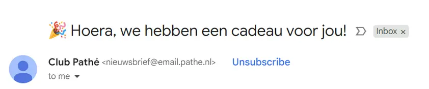 Emojis in de subject line van Club Pathé