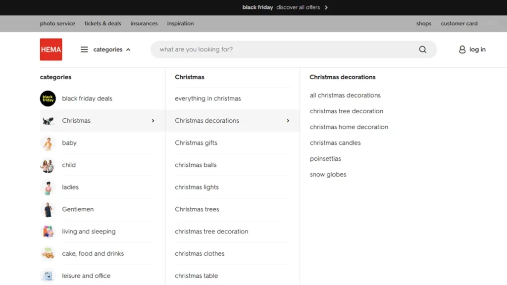 Weihnachtsgeschenke finden auf der Website von HEMA