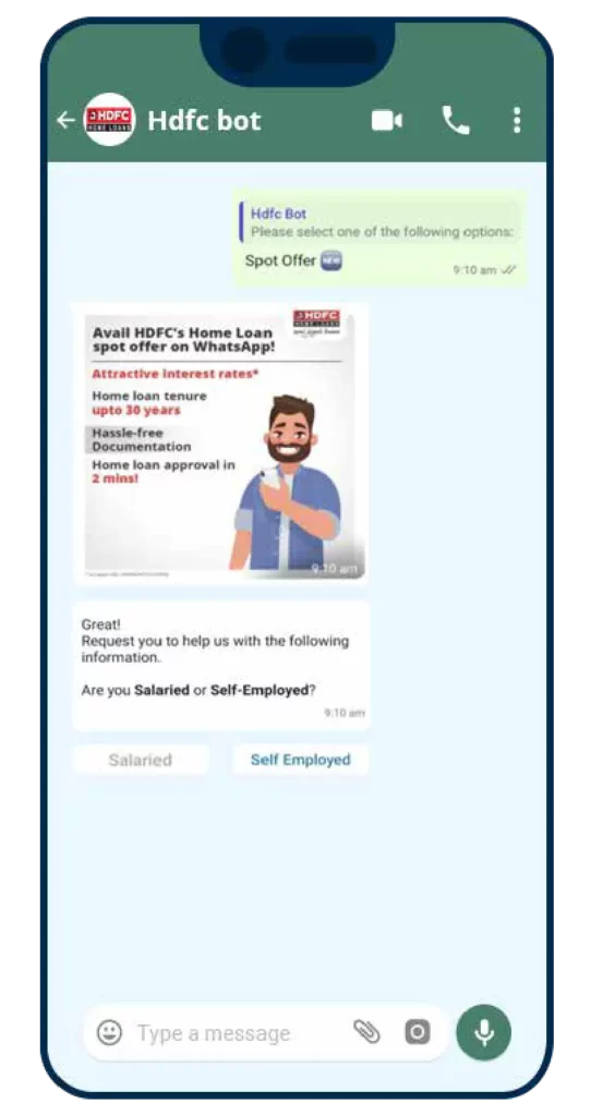 Example of a WhatsApp chatbot